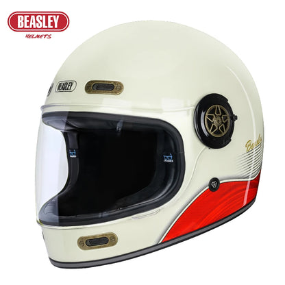 BEASLEY Retro Helmet Men's Women's Cruise Motorcycle Fiberglass Full Helmet Carbon Fiber Motorcycle Helmet DOT Certification