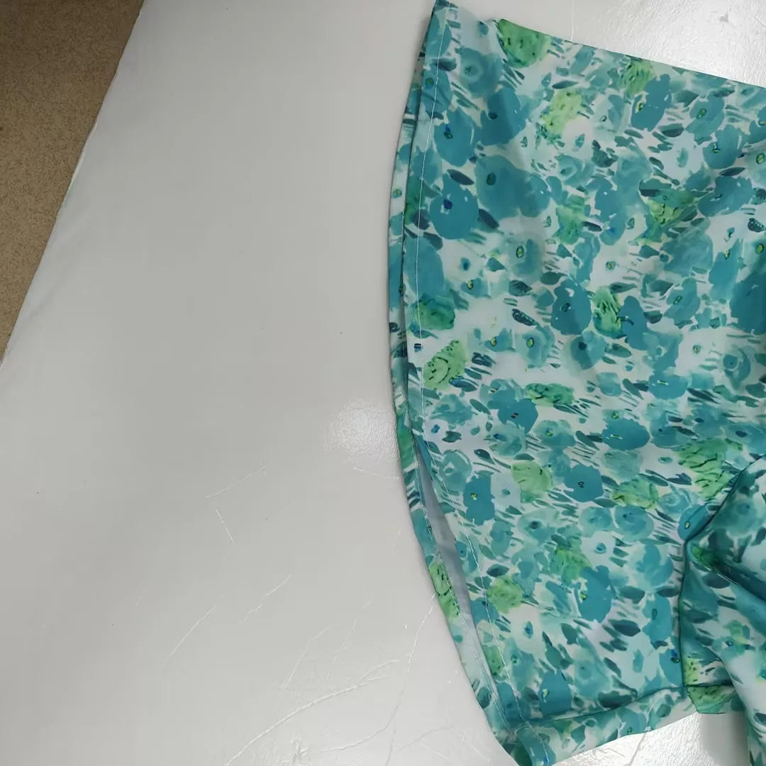 Summer Women Floral Print Casual Long Dress Fashion V Neck Short Sleeve Elegant Office Female Beach Party Maxi Dresses Robe