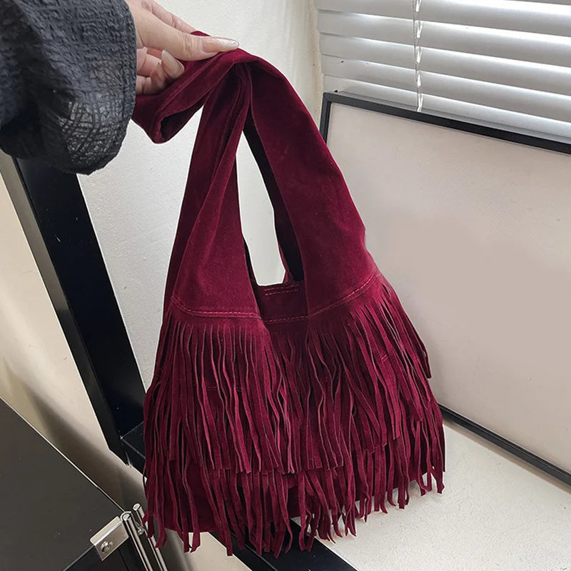 Suede Tassel High Quality Faux Shoulder Bags Fashion Large Capacity Sense of Luxury Popularity Women's Tote Bags Casual New