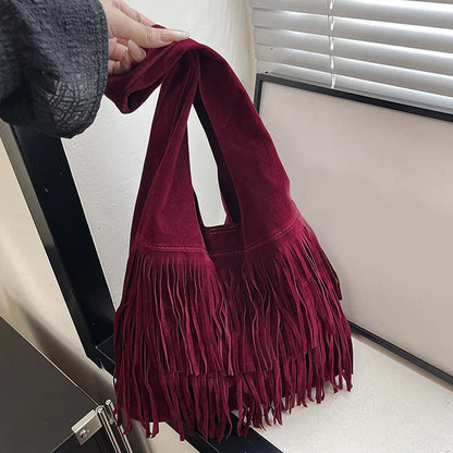 Suede Tassel High Quality Faux Shoulder Bags Fashion Large Capacity Sense of Luxury Popularity Women's Tote Bags Casual New