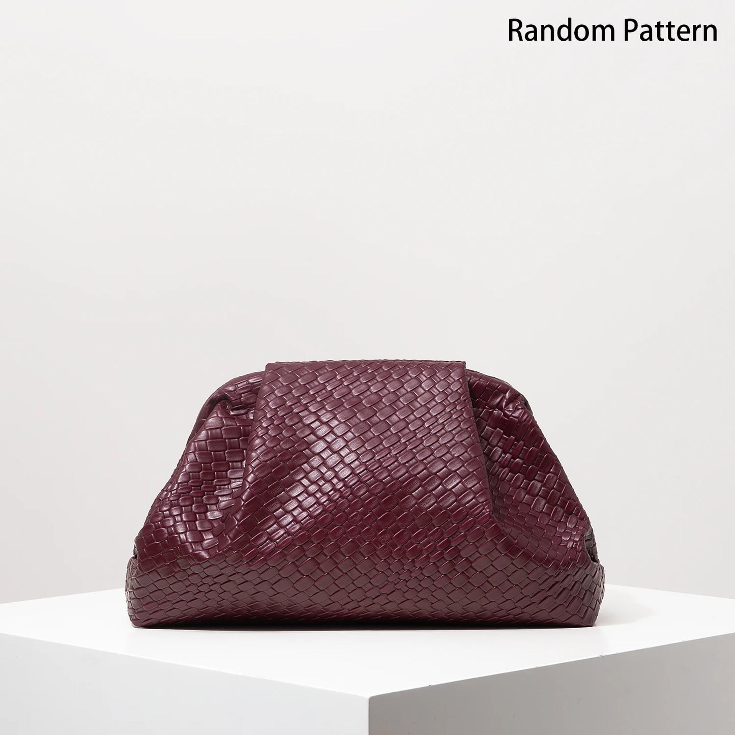 Vintage Artificial Leather Woven Pattern Clutch Bag，Burgundy Bag，Prom Dresses for Women，Large Capacity Women Purse