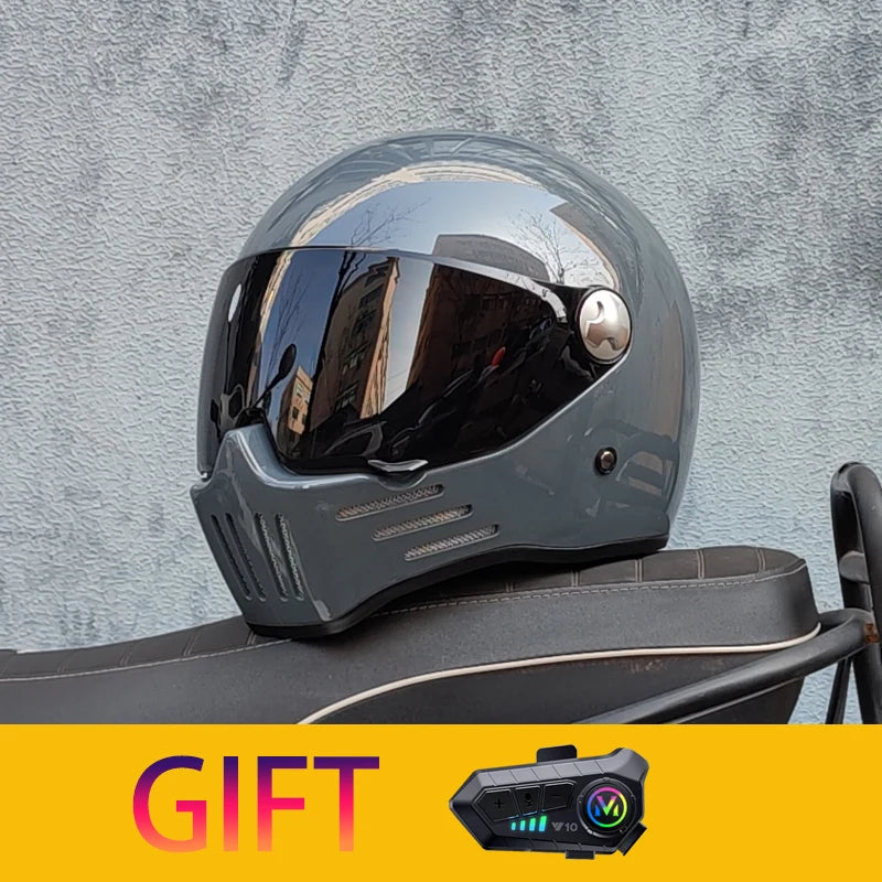 Retro motorcycle helmet Casco cruising motorcycle rider modular helmet full helmet with Bluetooth earphones included ORZ-728