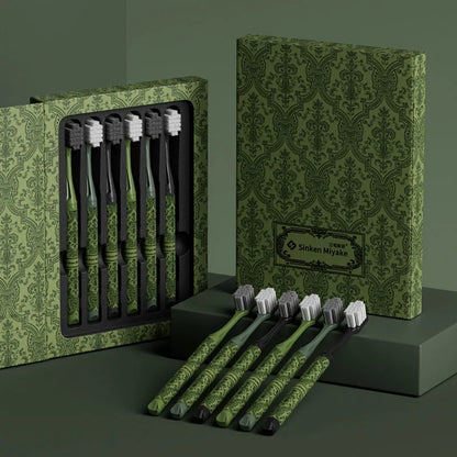 6 PC New Forest Series Soft Adult Toothbrush Gift Box With Wide Head Family Set Light Luxury High-end Toothbrush Teeth Cleaning