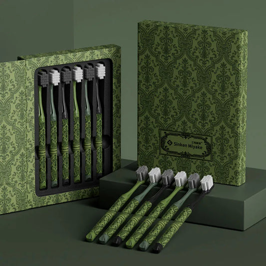 6 PC New Forest Series Soft Adult Toothbrush Gift Box With Wide Head Family Set Light Luxury High-end Toothbrush Teeth Cleaning