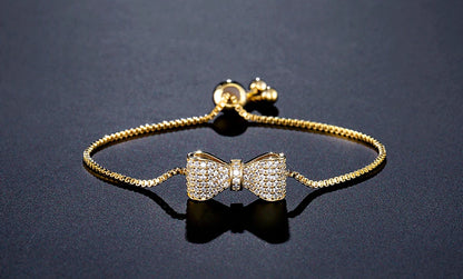 ZAKOL Fashion Bow Zirconia Crystal  Adjustable Bracelet & Bangle for Women Brilliant CZ Party Jewelry