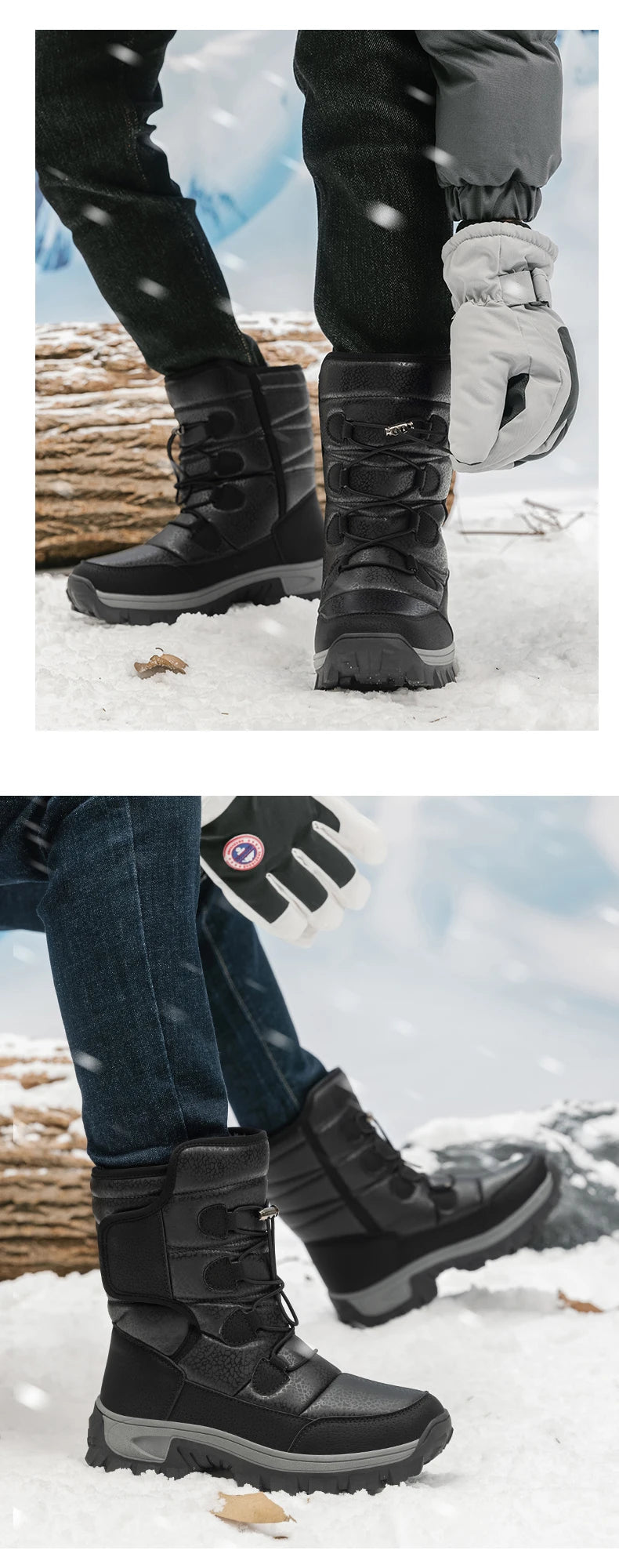 New Warm Plush Women's Snow Boots Fashion Outdoor Women Boots Platform Anti-Slip Hiking Boots Waterproof Winter Warm Ankle Boots