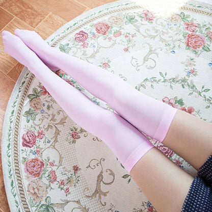 Women Skid-proof Knee Socks Winter Warm Comfortable Soft White Black Student Stockings Velvet Lengthening for Ladies