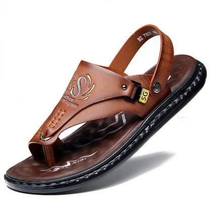 Sandals for Men High Quality Cow Leather Sandals Outdoor Casual Sport Sandals Anti Slip Beach Slippers for Men Summer Slippers