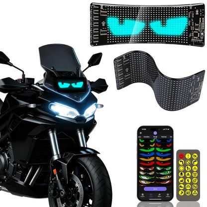16*32 LED Devil Eye Lights for Motorcycle Windshield,Programmable Matrix Pixel Panel with App/Remote Control for Motorcycle