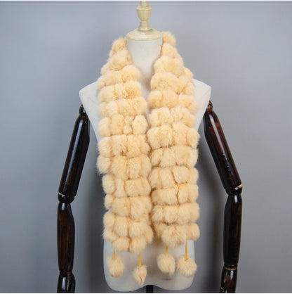 Women Winter Warm Real Rabbit Fur Scarf Hot Sale Natural Rabbit Fur Muffler 2025 Lady 100% Genuine Fur Scarves Wholesale Retail