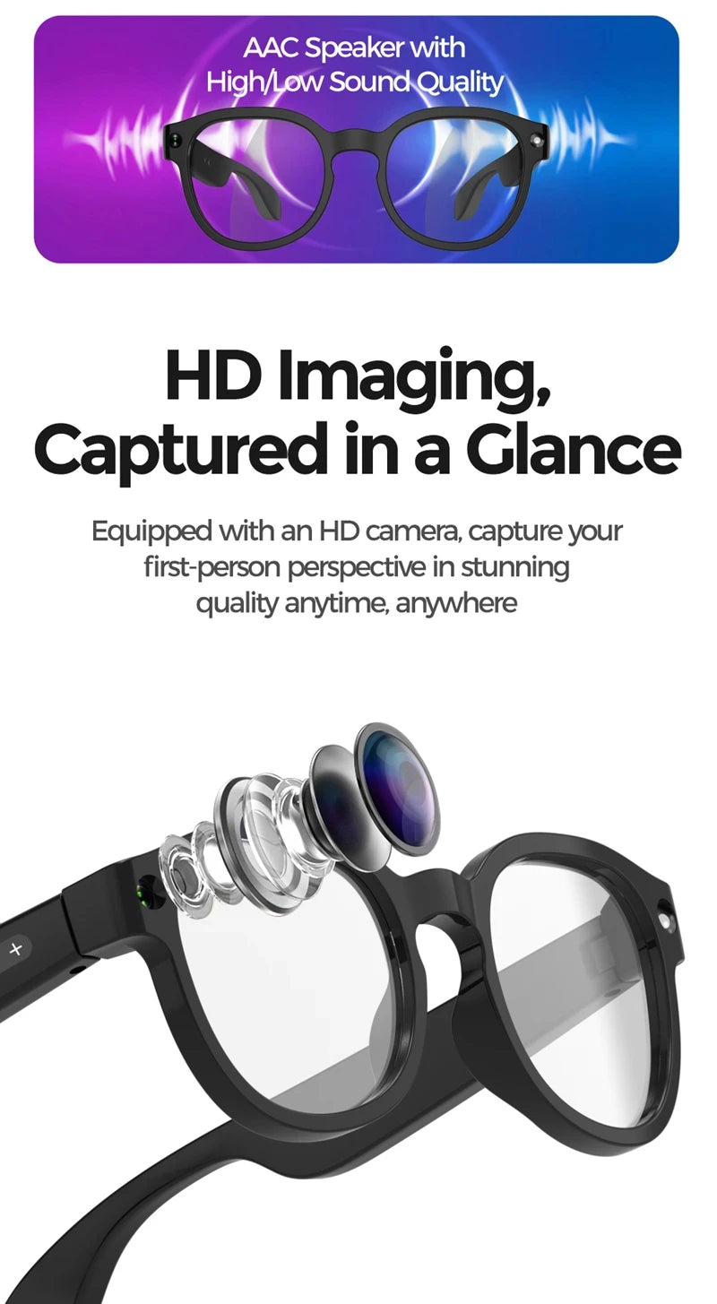 Lenovo AI Smart Glasses 8MP HD Camera 8K Shooting Image AI Translation Bluetooth Call Recording Music Smart SunglassesGifts 2026