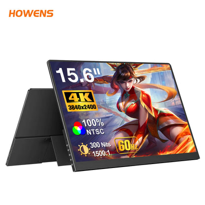 HOWENS 15.6 Inch 4K Monitor IPS Display HDR 100% NTSC For Laptop Switch PS5 Xbox Phone Gaming External Screen Second Monitor NEW