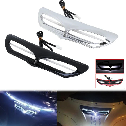 Motorcycle Batwing Fairing Vent Trim Accent LED Light For Harley Touring Electra Street Glide FLHTCU Tri Glide Ultra 2014–2022