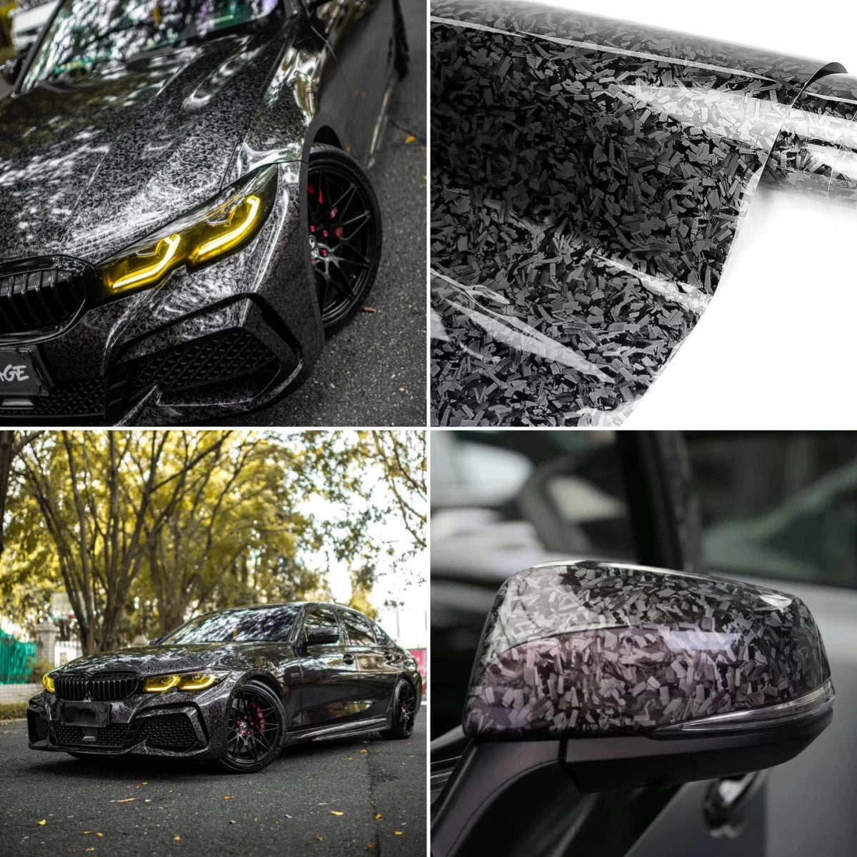 300cm*50/30cm High Glossy Black Gold Silver Red Forged Carbon Fiber Vinyl Wrap Film on the Hood Adhesive Vinyl for Car Stickers