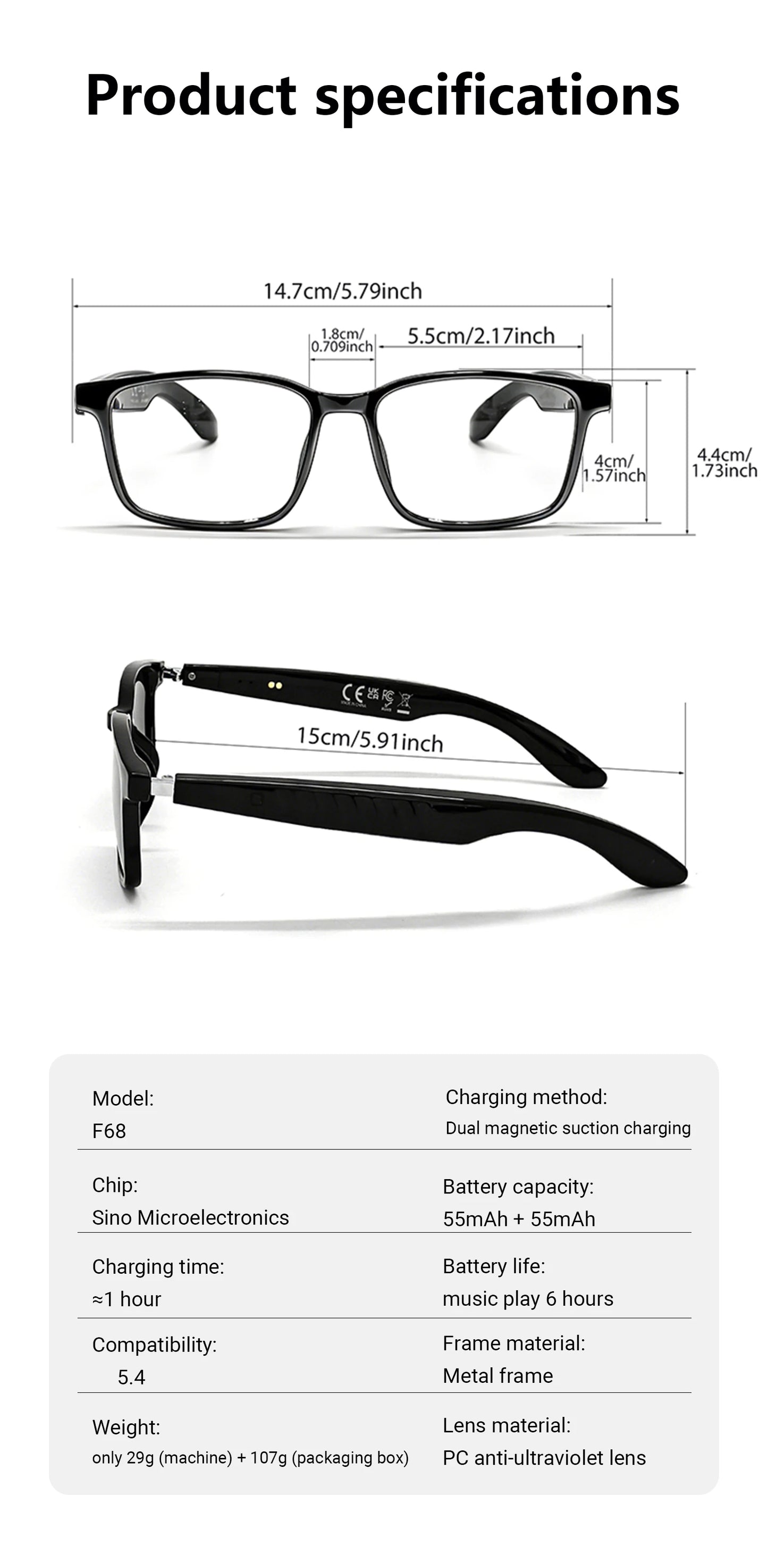 AI Translation Smart Wireless Glasses feature open-back earbuds, a premium feel, and support real-time translation of ov