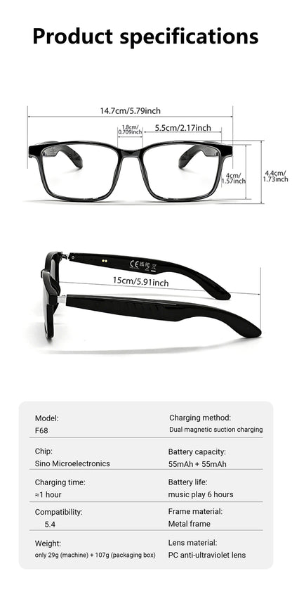 AI Translation Smart Wireless Glasses feature open-back earbuds, a premium feel, and support real-time translation of ov