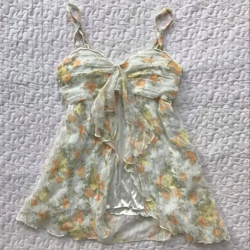 Y2k Summer New Solid Sling Tops Kawaii Lace Bow Inside A Sling Vest 90s Aesthetics Crop Top Women Pink Tank Top Fashion Punk Top