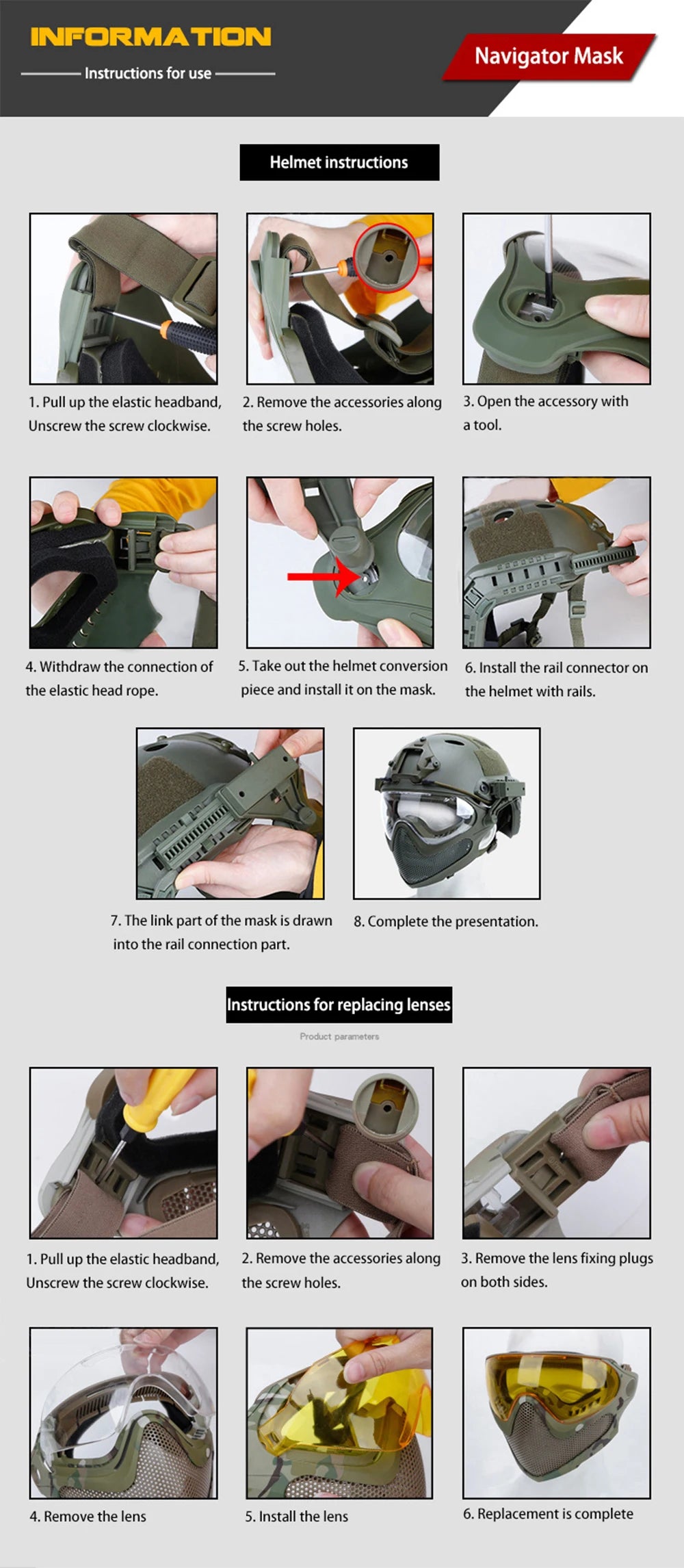Tactical Full Face Mask Paintball Airsoft Cs Shooting Steel Mesh Breathable Protective Head/ Helmet Wearing Masks Hunting Gear