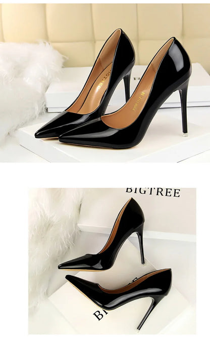 BIGTREE Shoes Classic Pumps Patent Leather Women Pumps Fashion Women Wedding Shoes High Heels Stiletto 10.5 Cm 7.5 Cm Lady Shoes
