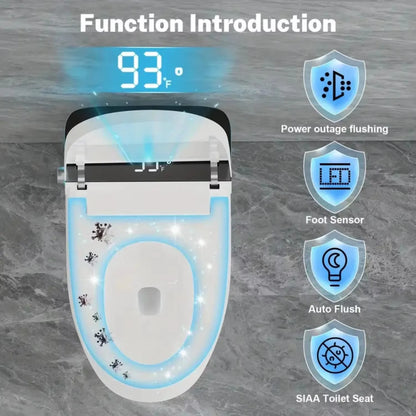 Smart Toilet Heated Seat Auto Flush & Soft-Close Lid Elongated One Piece Light