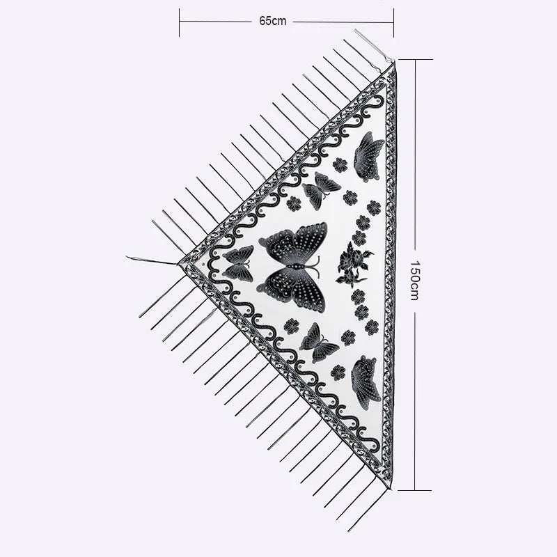New Women Lace Tassel Triangular Scarf Solid Hollow-out Butterfly Embroidery Scarves Soft Lady Shawl Foulard Party Wrap Shawls