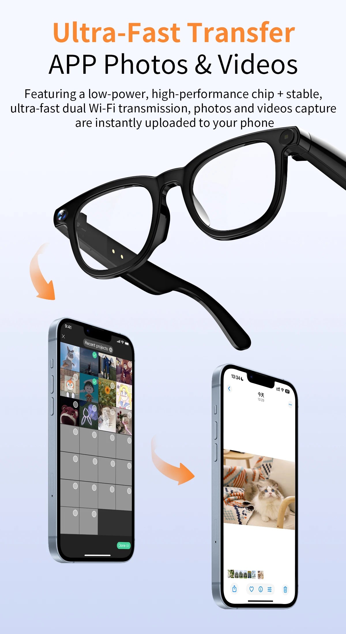V3 AI Smart Glasses with ChatGPT, 8MP Camera Video Recording, Bluetooth Calls, Voice Wake, Music Playback Sunglasses