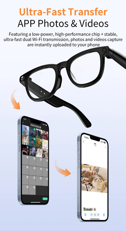 V3 AI Smart Glasses with ChatGPT, 8MP Camera Video Recording, Bluetooth Calls, Voice Wake, Music Playback Sunglasses