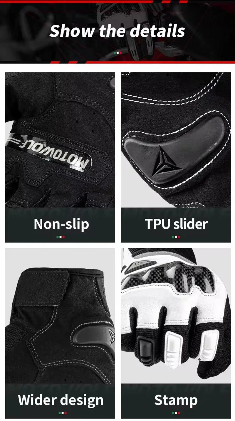 MOTOWOLF Motorcyclist Man Racing Sports Gloves Accessories Windproof Resistant All-Weather Motorcycle Gear Luvas for Men/Women