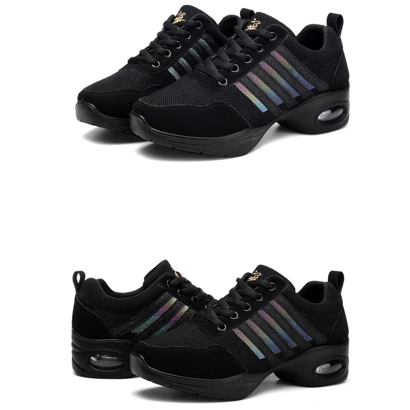 Dance Sneakers for Woman Jazz Shoes Mesh Modern Outsole Dance Sneakers Breathable Lightweight Dancing Fitness Shoes for Women