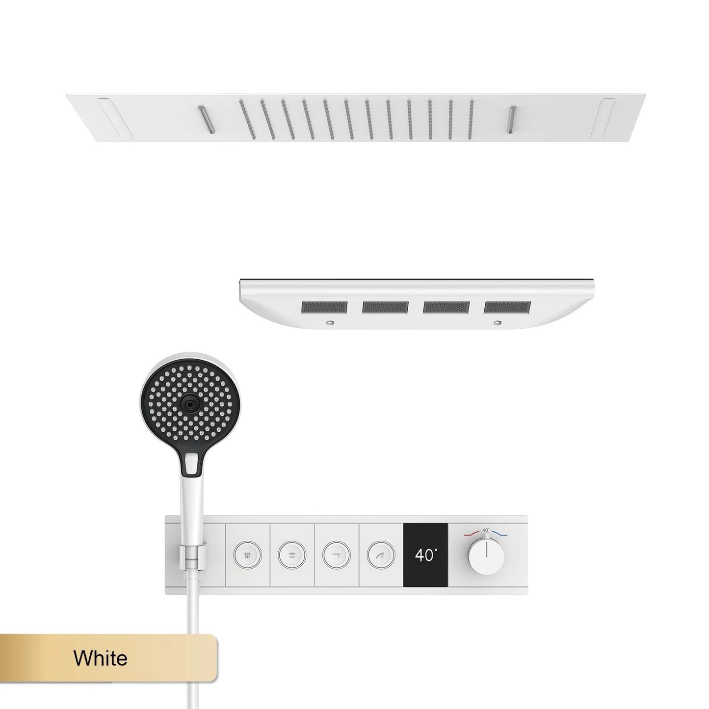 Ceiling Mounted LED Digital Display Thermostatic Shower System.Embedded waterfall style brass bathroom mixer for hot&cold water