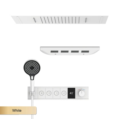 Ceiling Mounted LED Digital Display Thermostatic Shower System.Embedded waterfall style brass bathroom mixer for hot&cold water