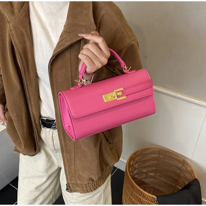 Women's Brand Luxury Lock Bag Retro Trendy Crossbody Bag Large Capacity Square Handbag Flip-top Commuter Bag Casual Shoulder Bag