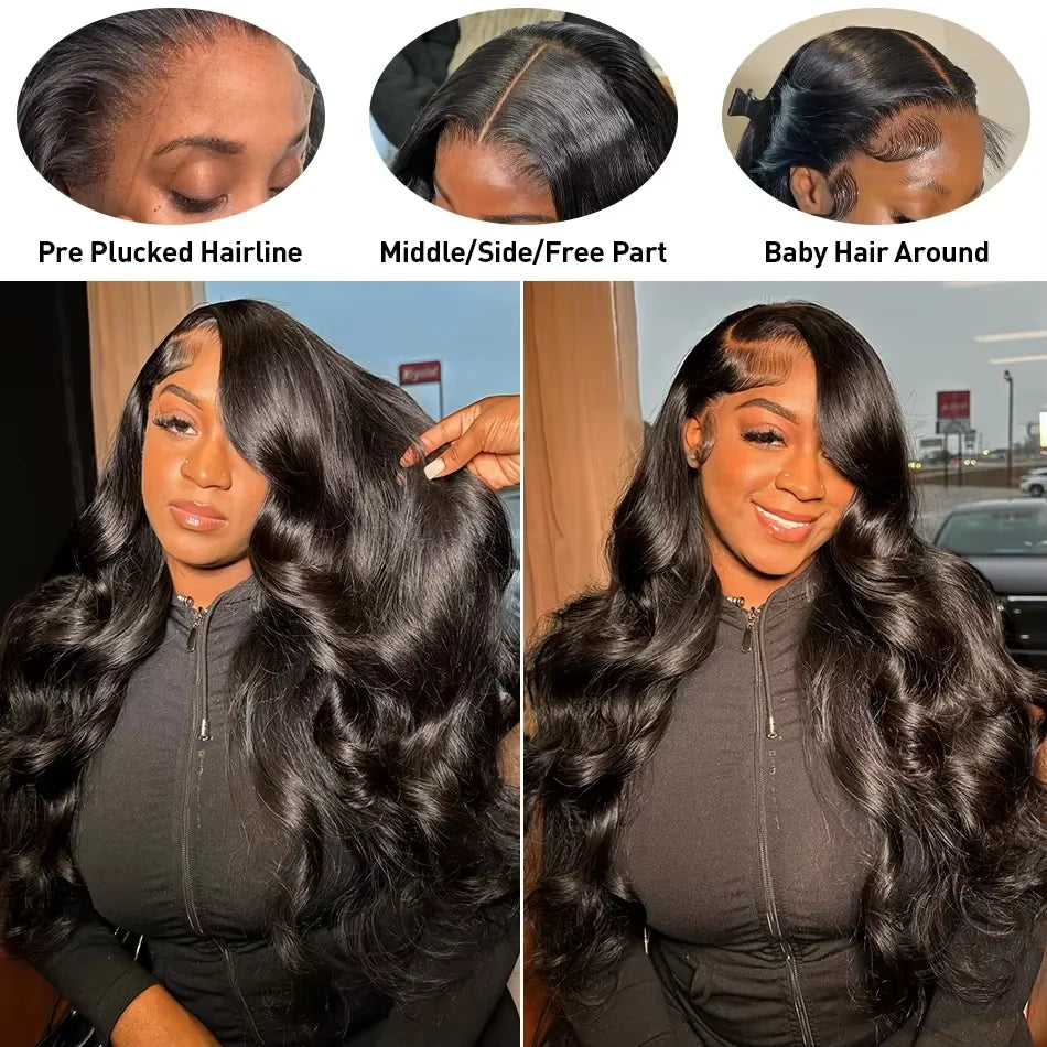 HD Transparent 13x4 13x6 Body Wave Lace Front Wig Pre Plucked 360 Lace Frontal Wig Human Hair Wigs For Women 7x6 Wig 200 Density