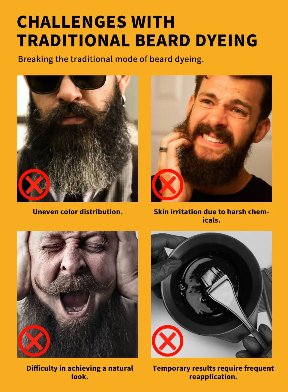 80ml Hair Dye Cream Black Beard Dye Cream For Men Permanent Plant Beard Dye Shampoo Fast Cover White Grey Beard Hair Care