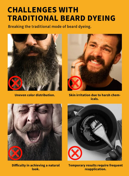 80ml Hair Dye Cream Black Beard Dye Cream For Men Permanent Plant Beard Dye Shampoo Fast Cover White Grey Beard Hair Care