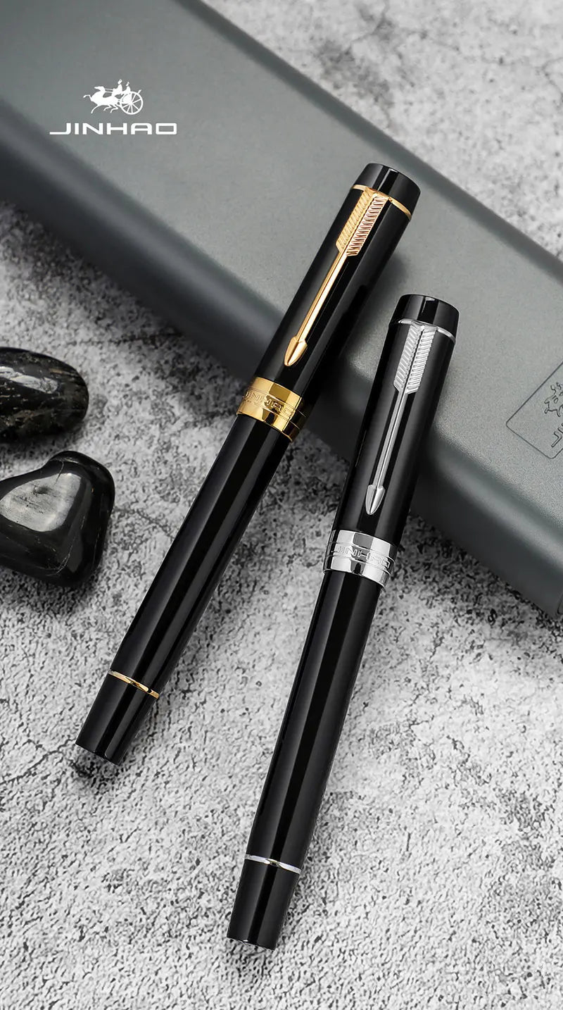 Jinhao 100 Fountain Pen Commemorative Resin Good Pen Nib 18 KGP Gold Sandwiched Thin Tod Small Business Office Gift Pen