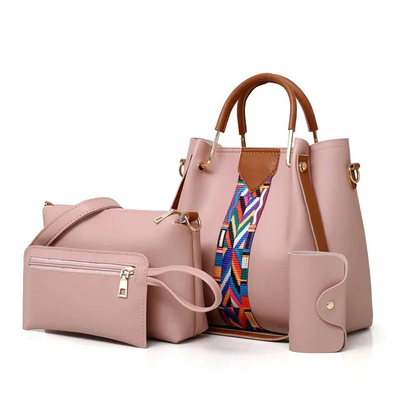 Fashionable Women's Shoulder Bag Hot Sale Of The Season New Style Mother-Child Multi-piece Set Colorful Ribbon Ladies Handbag Si