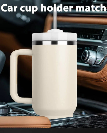 40oz Tumbler with Handle Straw and Silicone Boom Stainless Steel Vacuum Thermos Cup Large Capacity Travel Car Coffee Mug Logo