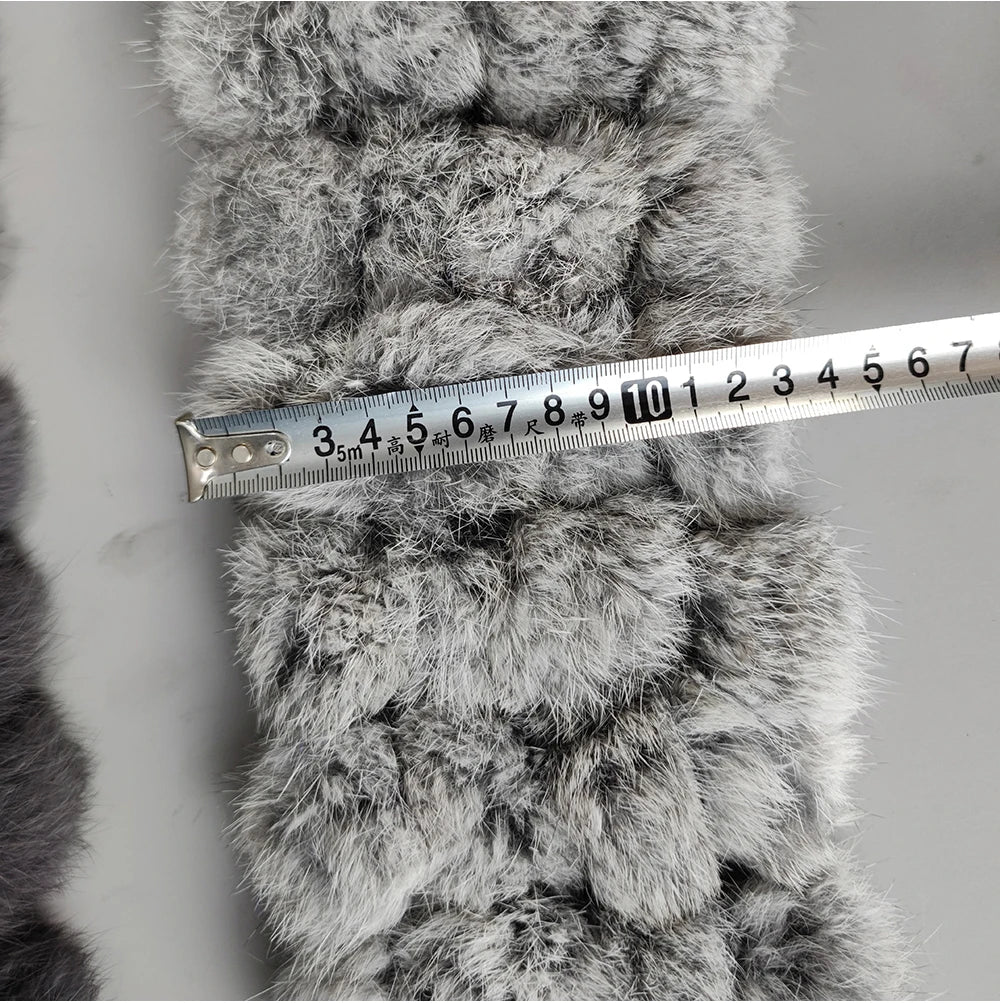 Women Winter Warm Real Rabbit Fur Scarf Hot Sale Natural Rabbit Fur Muffler 2025 Lady 100% Genuine Fur Scarves Wholesale Retail