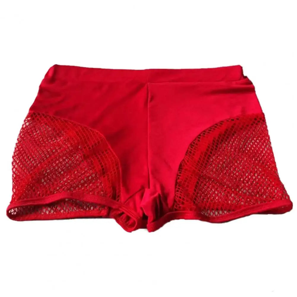 2025 Sexy Booty Yoga Shorts for Women High Waist Workout Gym Shorts Mesh Tulle Spliced Mini Hot Pants for Pole Dance Gym Yoga