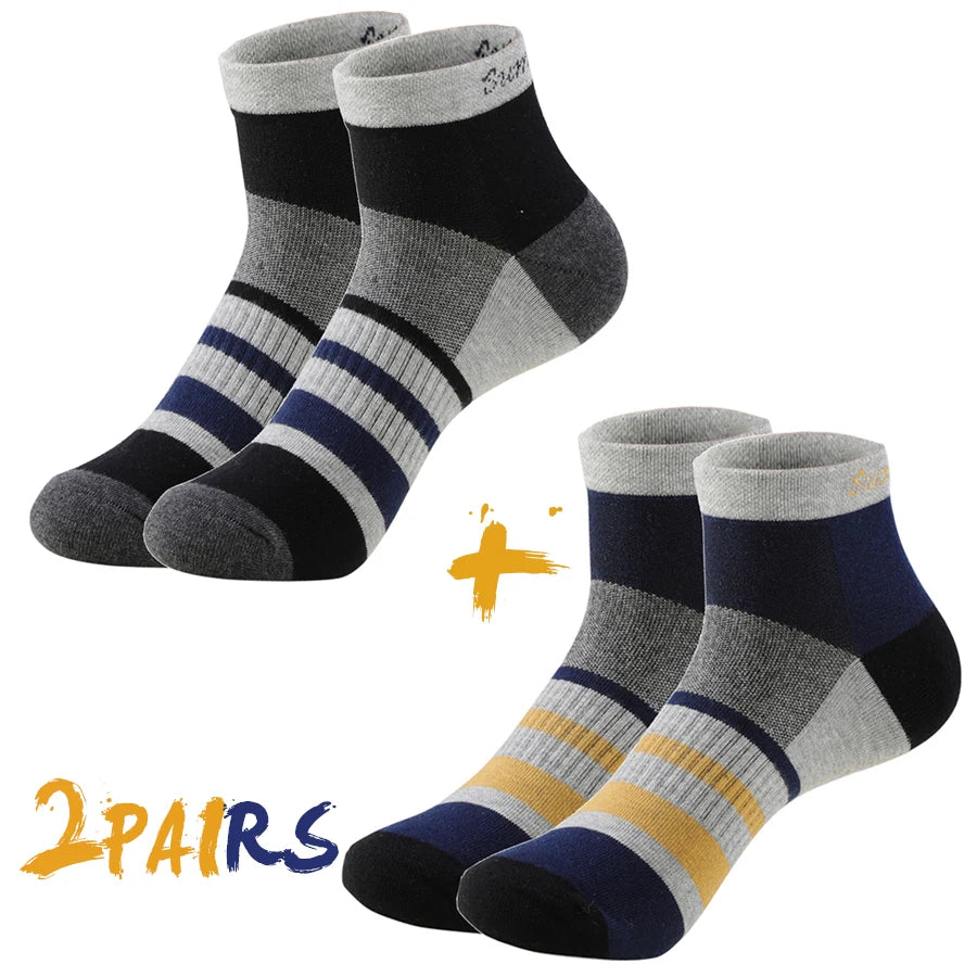 2 Pairs/Lot Running Socks Men Sport Outdoor Casual Cotton Red Stripes Compression Black Colorful Sock Male Gifts 21 Colors