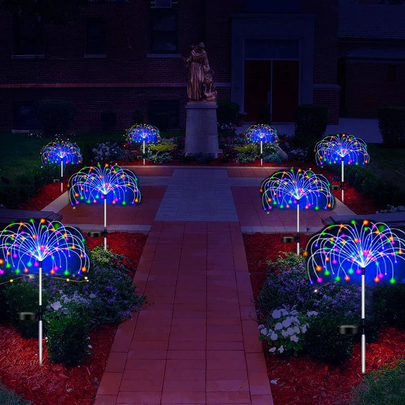 Solar LED Firework Fairy Lights, Waterproof, Garden Decoration, Lawn, Pathway, Solar Lamp, Outdoor Light