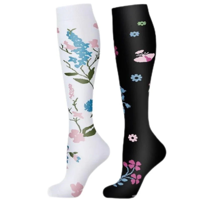 2Pairs New Cat Compression Socks Knee High 20-30 Mmhg Fit Medical Edema Diabetes Varicose Veins Running Compression Sports Socks