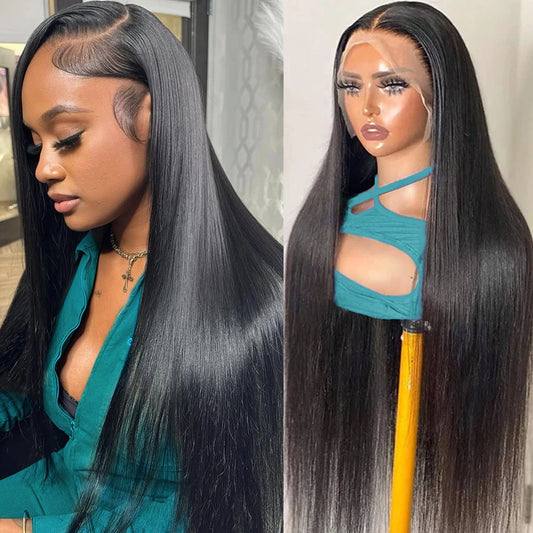 Transparent 13x4 13x6 Bone Straight Lace Front Wig Human Hair Wigs For Women 30 Inch Lace Frontal Wig 180 Density Pre Plucked