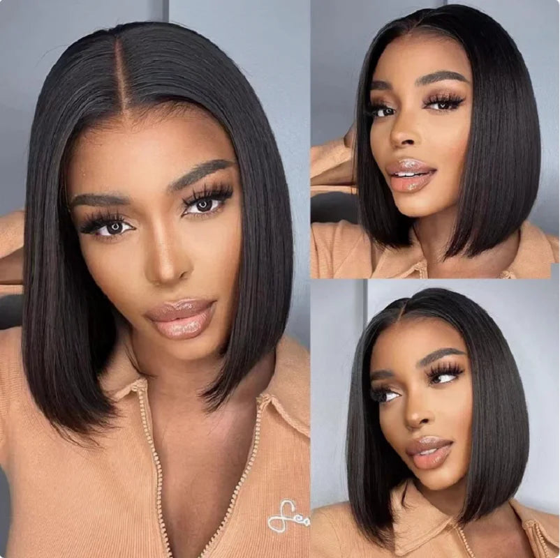 2026 New 4x4 Lace Front Bone Straight Wigs Cheap Short Bob Wig Brazilian Preplucked Lace Frontal Wigs