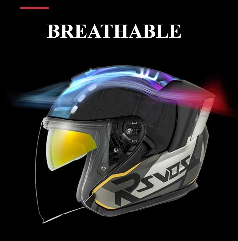 RSV DOT Motorcycle Helmet Double Visor 3/4 Half Helmets Scooter Casco Moto for Men Women Capacete Motorcycle Street Bike Gear
