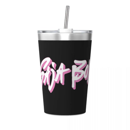 Mystery Saja Boys Kpop Demon Hunters Tumbler With Straw For Kids Stainless Steel Travel Mugs Double Wall Vacuum Insulated 12oz
