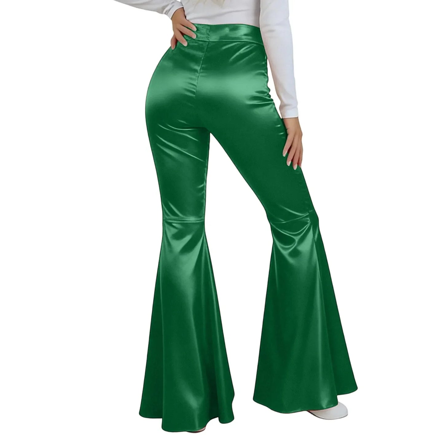 Sequin Women Flared Pants High Waist Shiny Disco Party Trousers Loose Fit Dance Club Stretchy Bell Bottom Wide Leg Trousers New
