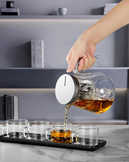 Samadoyo-Magnetic Switch Tea Pot, High-End Tea Set, Tea Water Separator, Household Tea Making Tool, Heat-Resistant Glass Tea Dis