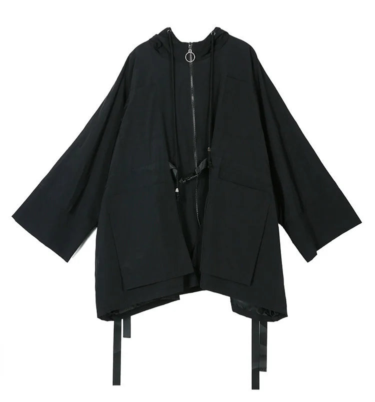 Amax luluE 2025 Fashion Korean Fall Ladies Loose Streetwear Womens Long Hooded Trench Coat Oversized Windbreaker Casual Clothes